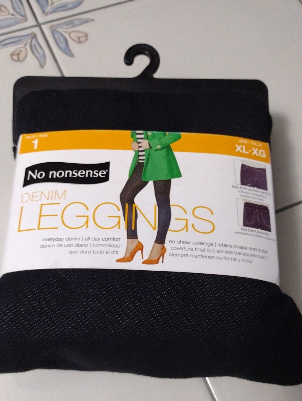 No nonsense Women's Denim Leggings - Black (XL)